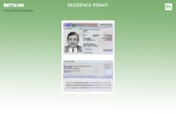 нов шаблон за дозвола за престој во модерен стил во Италија